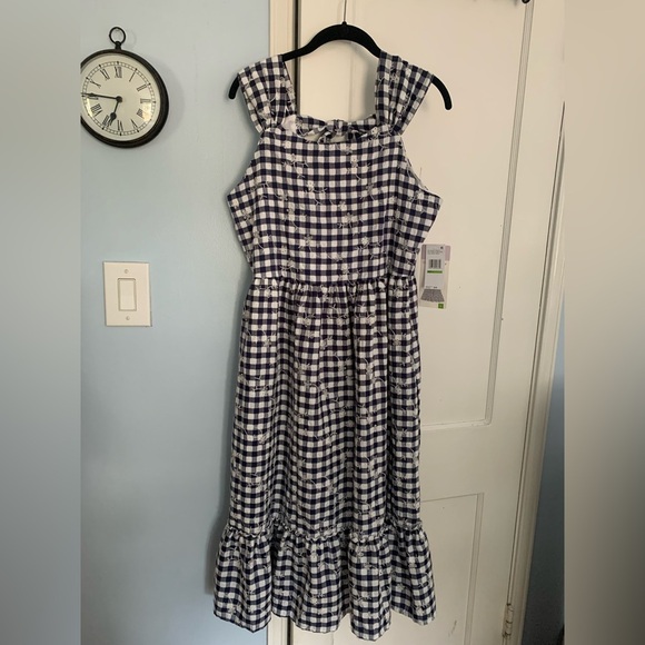 Blueberi Boulevard Navy and White Gingham Sundress - Picture 1 of 13